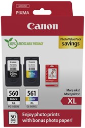 Cartouche d'encre Canon PG-560XL CL-56XL + papier 3 Stuk