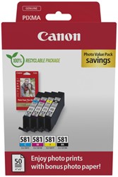 Cartouche d´encre Canon CLI-581 noir + 3 couleurs 4 Stuk