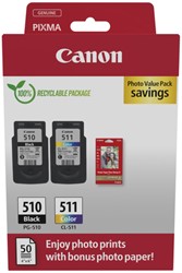 Cartouche d’encre Canon PG-510+CL-511 noir+couleur+papier 2 Stuk