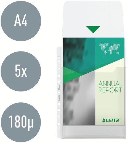 Pochette à soufflet Leitz Premium Copy safe à rabat A4 PP transparent 5 pièces 5 Stuk-3