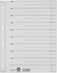 Intercalaires Leitz A4 carton 200g 6 perforations gris 100 pièces 100 Stuk