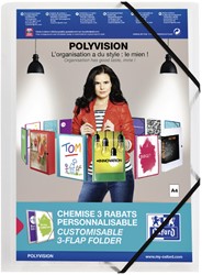 Chemise à élastique Oxford Polyvision A4 pochette d'insertion 3 rabats PP transparent 1 Stuk