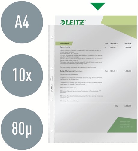 Pochette Leitz Premium Standard Copy safe A4 4 perf PVC 0,09mm transparent 100 pièces 100 Stuk-6