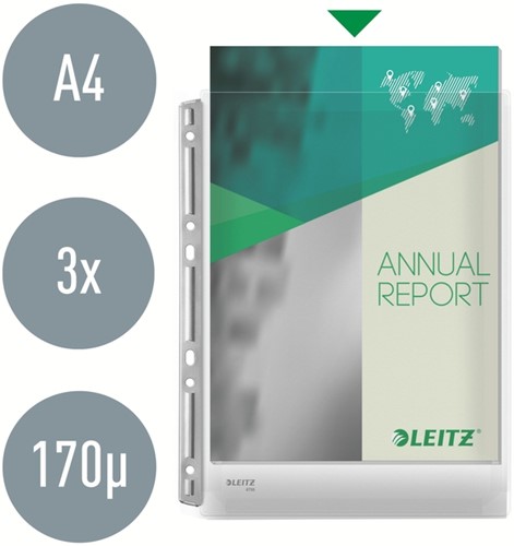 Pochette à soufflet Leitz Premium Copy safe A4 0,17mm bande perforée métal 3 pièces 3 Stuk-4