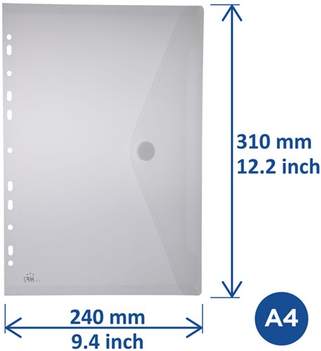 Pochette enveloppe Europel A4 240x310mm 11 perf PP transparent blanc 1 Stuk-3