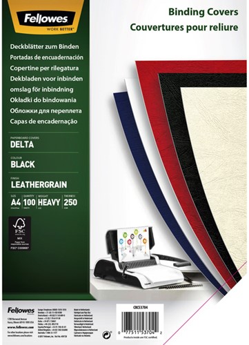 Couverture Fellowes A4 similicuir noir 100 pièces 100 Stuk