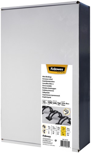 Peigne métallique Fellowes 12mm 34 anneaux A4 argent 100 pièces 100 Stuk