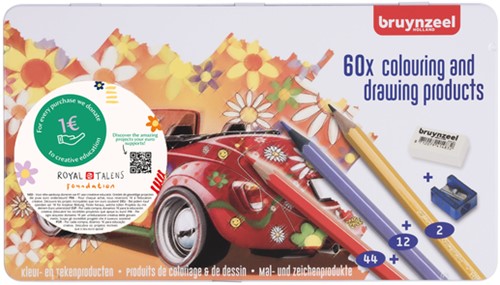 Crayon de couleur Bruynzeel Super Sixties Coccinelle boîte 60 couleurs 60 Stuk