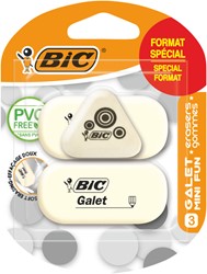 Gomme crayon BIC galet PVC tendre blanc 3 pièces 3 Stuk