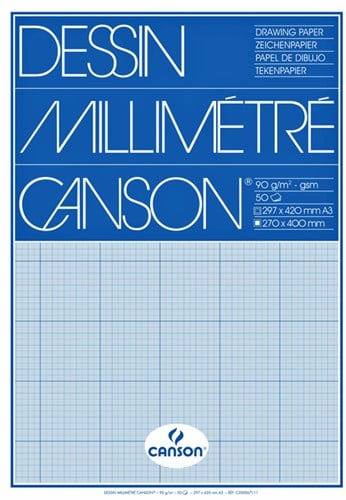 Millimeterblok Canson A3 blauw 50 vel 50 Vel
