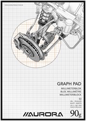 Bloc papier millimétré Aurora A4 50 feuilles 90g brun 50 Vel