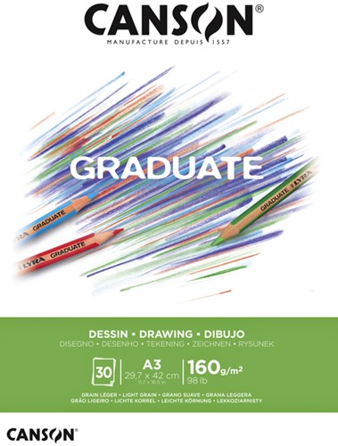 Bloc à dessin Canson Graduate Dessin A3 30 feuilles 160g blanc 1 Stuk