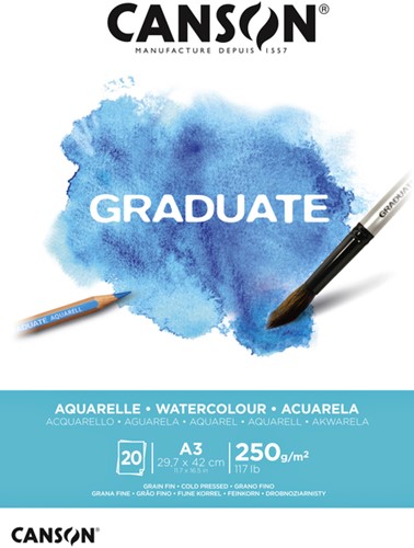 Aquarelblok Canson Graduate A3 250gr 20 vel 1 Stuk