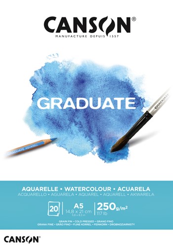 Aquarelblok Canson Graduate A5 250gr 20 vel 1 Stuk