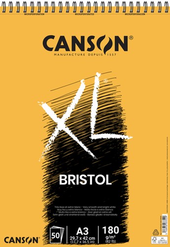 Bristolpapier Canson XL 50vel 180gr A3 extra wit 50 Vel