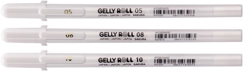Stylo gel Sakura Roll Classic set 3 largeurs blanc 3 Stuk