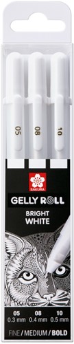 Stylo gel Sakura Roll Classic set 3 largeurs blanc 3 Stuk-2