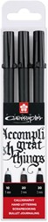 Kalligrafiepen Sakura Calligrapher 3 stuks zwart 1 Stuk