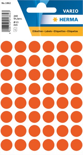 Etiket HERMA 1862 rond 12mm rood 240stuks 5 Vel