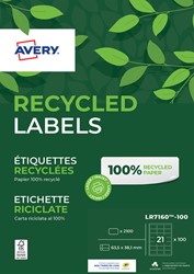 Etiquette Avery LR7160-100 63,5x38,1mm recyclé 2100 pcs 100 Vel