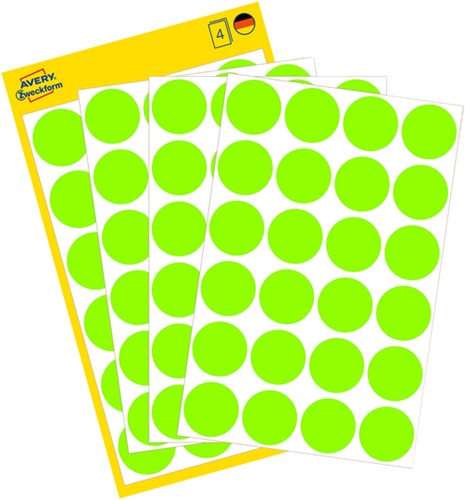 Etiket AZ 3174 rond 18mm lichtgroen 96stuks 4 Vel