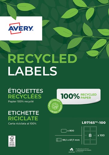 Etiket Avery LR7165-100 99.1x67.7mm wit 800stuks 100 Vel