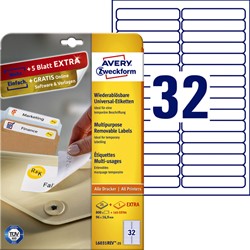 Etiquette Avery amovible L6031REV-25 96x16,9mm 800 pièces 25 Vel