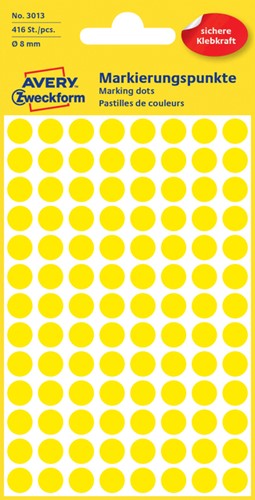Etiket AZ 3013 rond 8mm geel 416stuks 4 Vel