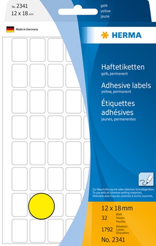 Etiket HERMA 2341 12x18mm geel 1792stuks 32 Vel