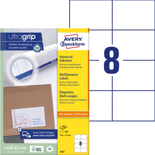 Etiquette Avery 3427 105x74mm blanc 800 pièces 100 Vel-2