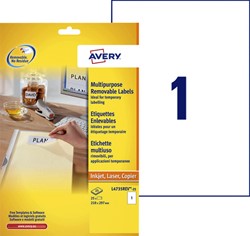 Etiket Avery L4735REV-25 210x297mm A4 wit 25st 25 Vel