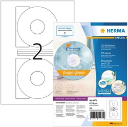 Etiquette HERMA 4471 CD 116mm blanc opaque 200 pièces 100 Vel