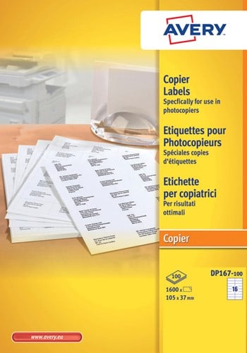 Etiket Avery DP167-100 105x37mm wit 1600stuks 100 Vel