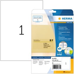 Etiket HERMA 4375 210x297mm A4 transparant 25st 25 Vel