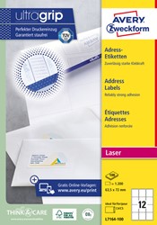 Etiquette Avery L7164-100 63,5x72mm blanc 1200 pièces 100 Vel