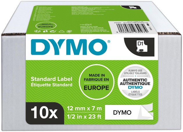 Ruban d'etiquettes Thermique Dymo 45013 - 12 mm - Noir/Blanc