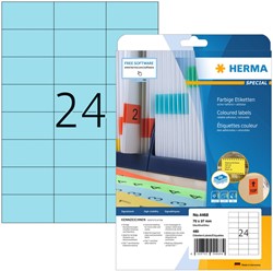 Etiket HERMA 4468 70x37mm verwijderb blauw 480st 20 Vel