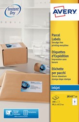 Etiket Avery J8165-25 99.1x67.7mm wit 200st 25 Vel
