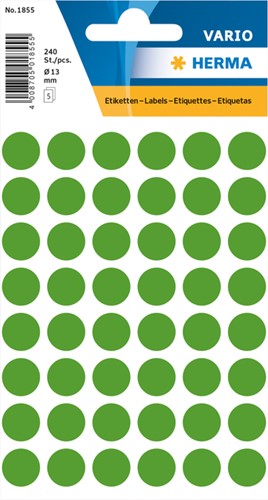 Etiket HERMA 1855 rond 13mm donkergroen 240stuks 5 Vel