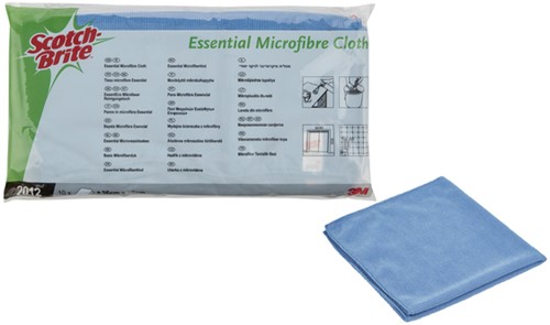 Chiffon microfibre Scotch-Brite Essential 360x360mm bleu 10 pièces 10 Stuk-3