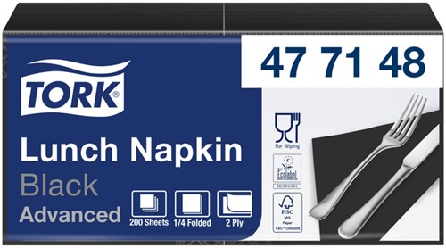 Serviette Tork Advanced 477148 2 épaisseurs pli 1/4 328x325mm noir 200 pièces 200 Vel