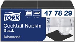 Serviette Tork Cocktail Advanced 477829 2 épaisseur pli 1/4 238x238cm noir 200 pièces 200 Vel