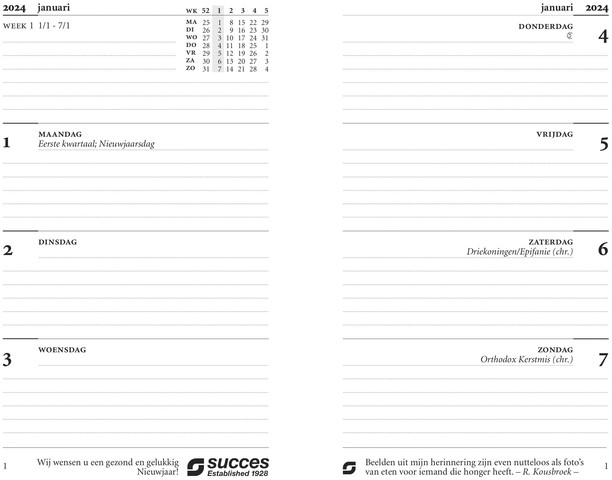 Recharge agenda 2024 Succes Senior 7 jours/2 pages 1 Stuk bij Bonnet Office  Supplies