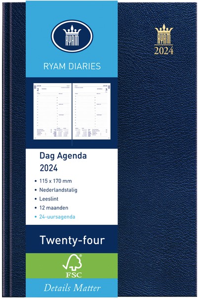 Agenda 2024 Ryam Efficiency Baladek 7 jours/2 pages noir 1 Stuk bij Bonnet  Office Supplies