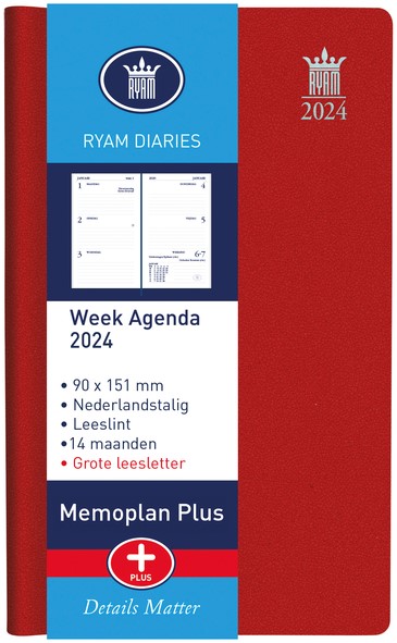 Agenda 2024 Ryam Weekly Mundior 7 jours/2 pages noir