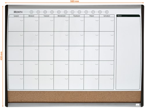 Tableau mixte Planning magnétique/liège Nobo 58,5x43cm incurvé 1 Stuk-2