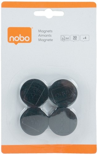Aimant Nobo 30mm noir 4 pièces 4 Stuk