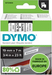 Ruban étiquettes Dymo LabelManager D1 polyester 19mmx7m noir sur blanc 1 Stuk