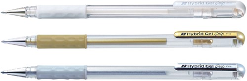Gelschrijver Pentel K118 Grip M wit 1 Stuk-2