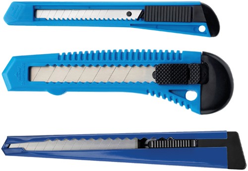 Snijmes Westcott Office 9mm schuif metaal blauw 1 Kaart-2
